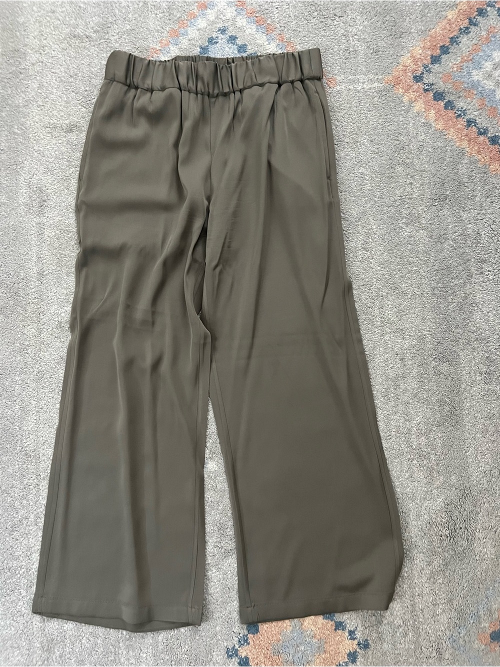 AYR Olive Wide-Leg Pull-On Pants